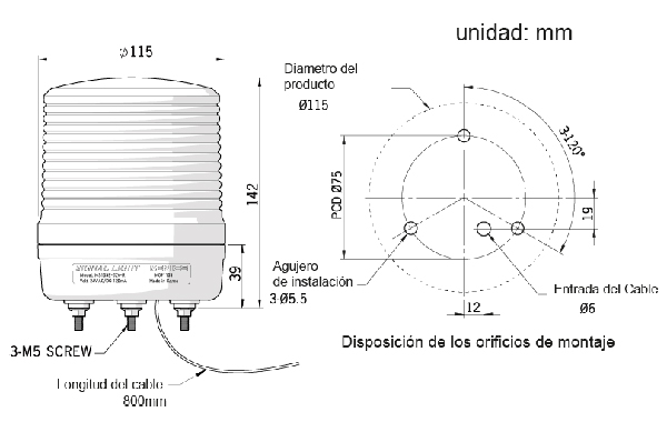 Dimensiones serie MS115L